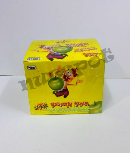 toptan patlayan şeker yeşil elma aromalı 40 lı