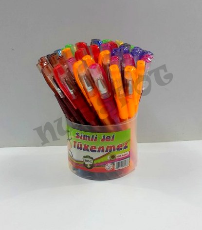 toptan kırtasiye simli jel kalem 60 lı