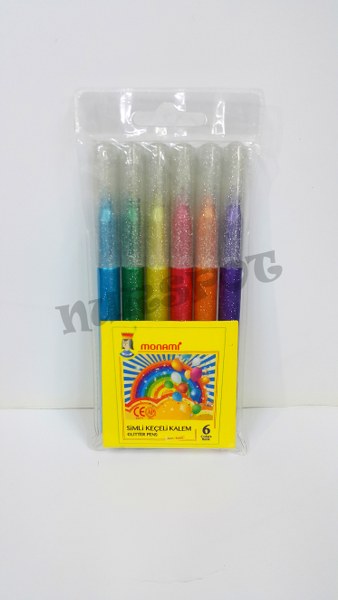 toptan monami simli keçeli kalem 6 lı