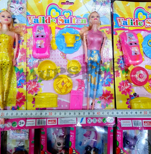 toptan oyuncak bebek merve arabalı set  1380