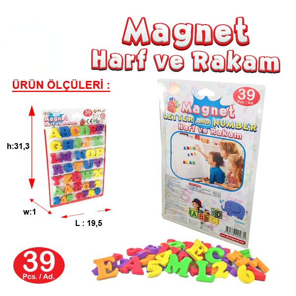 toptan mıknatıslı harf orta boy 39 lu paket