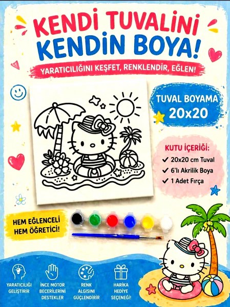 toptan tuval boyama seti ahşap çıtalı 20*20 ebat full karma model