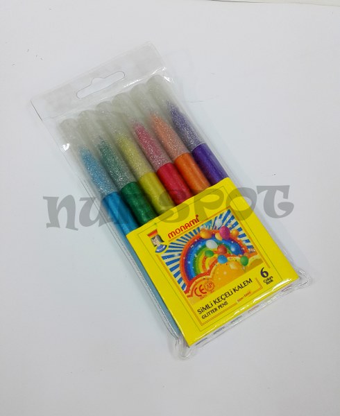 toptan monami simli keçeli kalem 6 lı