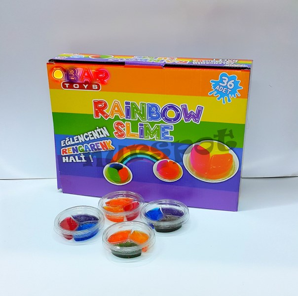 toptan slime simli 3 renk gökkuşağı