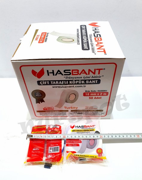 toptan çift taraflı köpük band 18 mm 2 mt  1208