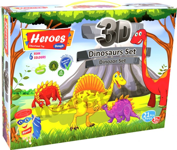 toptan oyun hamuru kalıplı 3D dinazor seti 21 parça    568