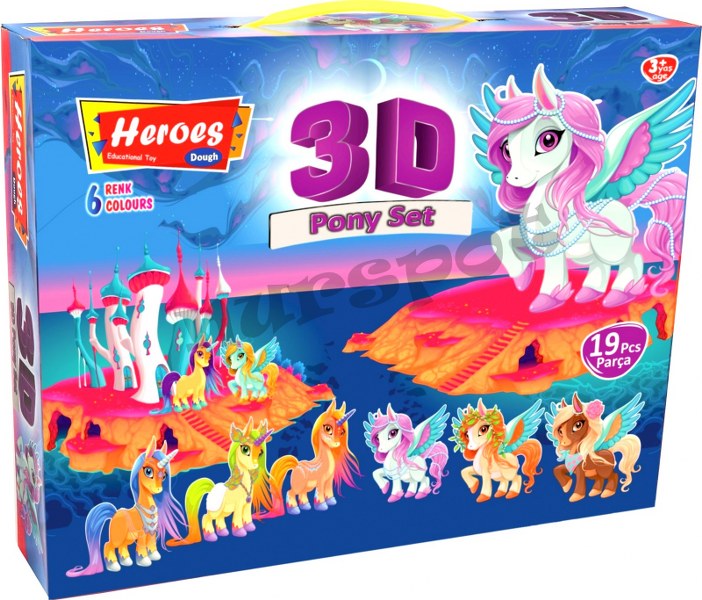 toptan oyun hamuru pony kalıplı set 19 parça     569
