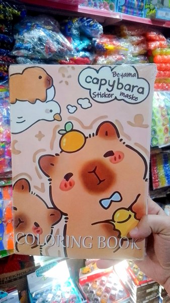 toptan maskeli boyama kitabı sticker set kapibara model