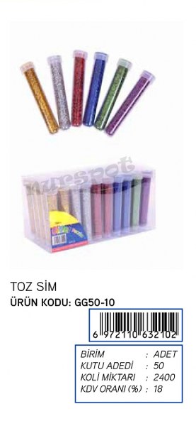 toptan toz sim uzun tüp  50 li  paket   5010