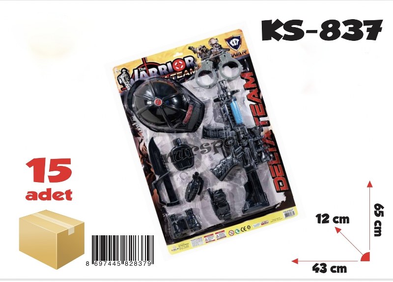 toptan oyuncak kasklı tüfek seti    837