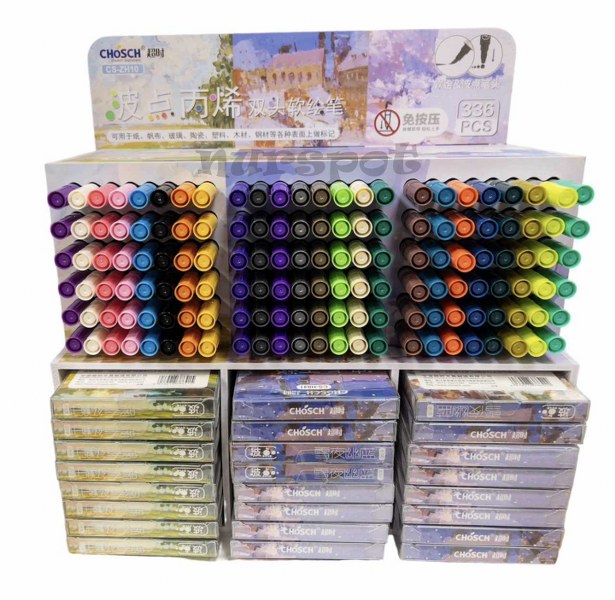 toptan akrilik boya kalemi 24 renk 336 lı stand   ZH10