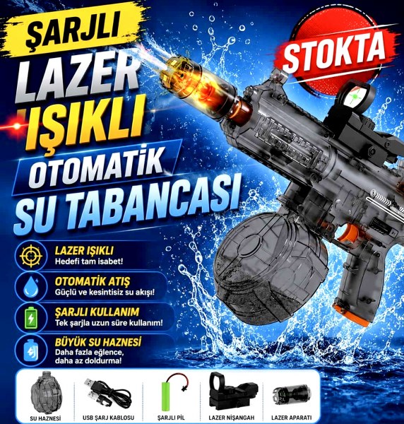 toptan su tabancası otomatik ışıklı şarjlı dürbünlü