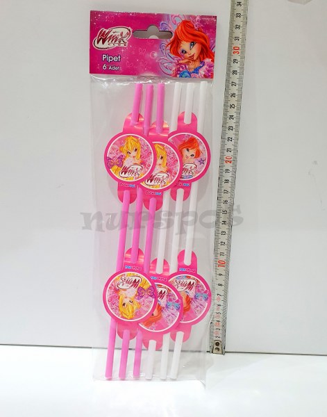 toptan parti doğum günü malzemeleri pipet 6 lı set orjinal lisanslı winks