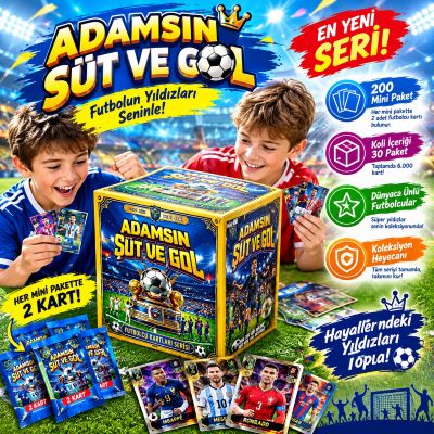futbolcu kartı adamsın şut ve gol 200 mini paket  8022