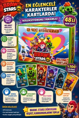 Brawl Stars 48'li Mini Kutu Kartlar Eğlence ve Koleksiyon Bir Arada 5800