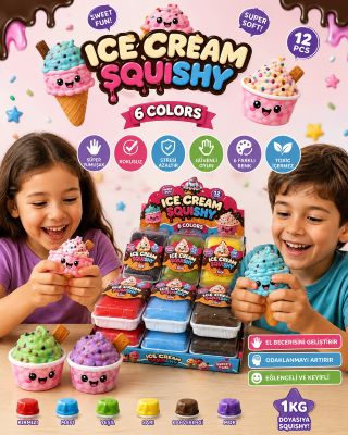Ice Cream Squishy – Dondurma Şeklinde Eğlenceli ve Yumuşacık Squishy Oyuncak