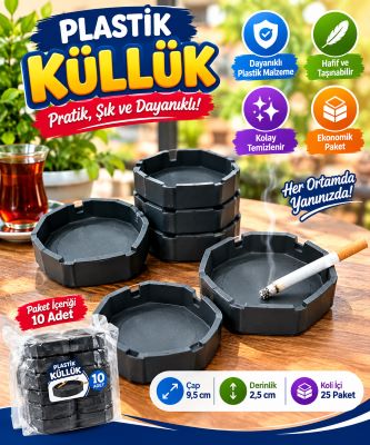 Pratik ve Kullanışlı Plastik Küllük – 10’lu Ekonomik Paket