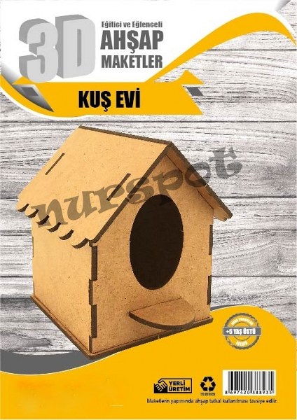 toptan ahşap eğitici maket kuş evi   8935