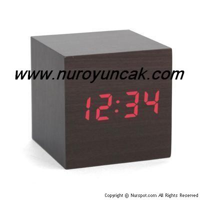 ahşap mini küp saat  16-500-1