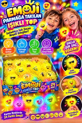 oyuncak parmağa takılan emoji kirpi ışıklı top  0090