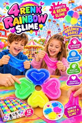 rainbow slime 4 renk bir arada yeni eğlence parlak simli