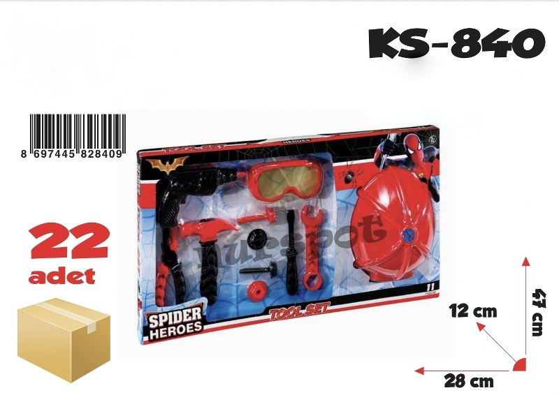 toptan oyuncak tamir seti baretli kutulu set 840