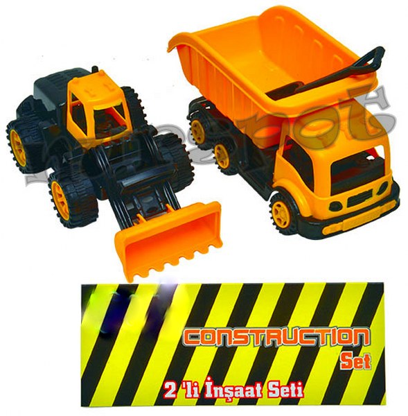 toptan oyuncak iş makineleri 2 li set her biri 25 cm    2552