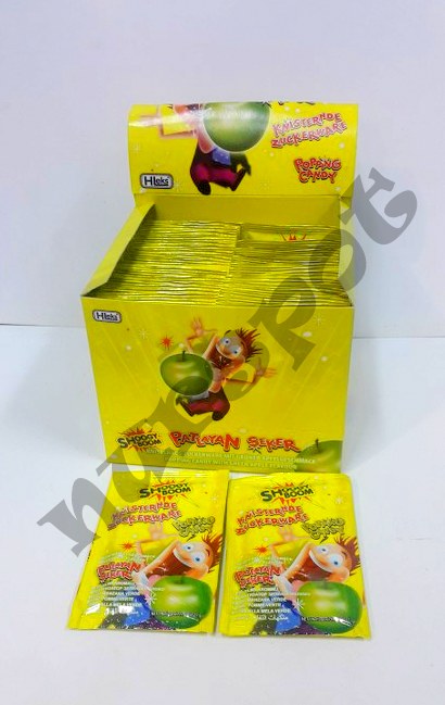 toptan patlayan şeker yeşil elma aromalı 40 lı