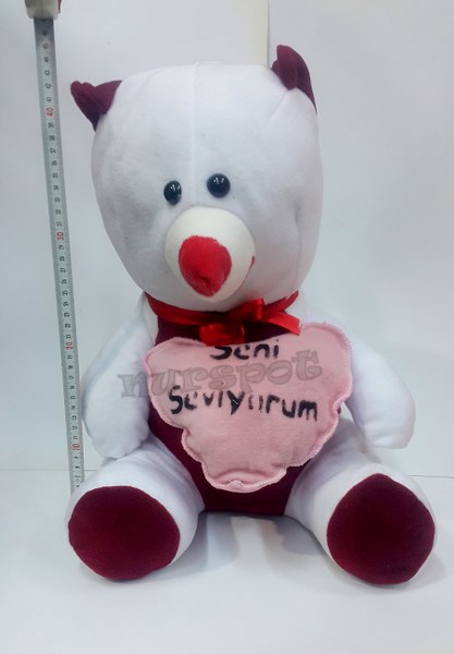 toptan oyuncak pelüş ayı kalpli seni seviyorum baskılı 44 cm