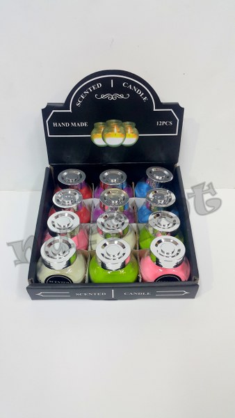 toptan mum kokulu cam kavanozlu 12 li standlı paket