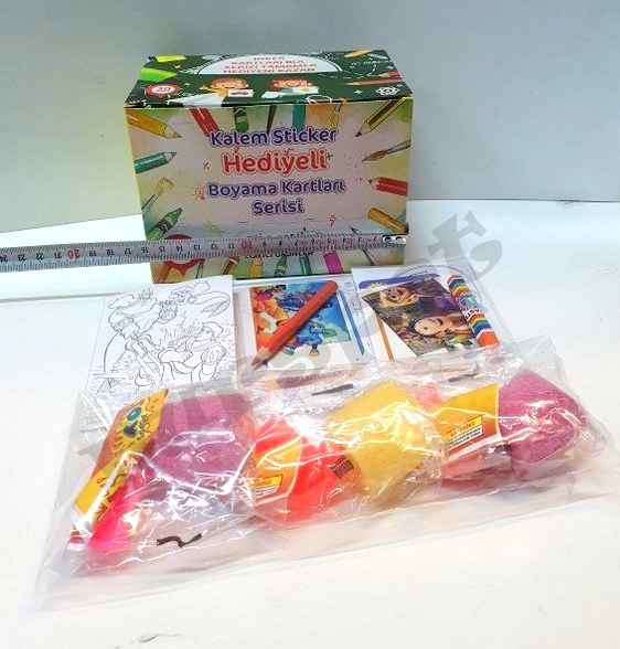 toptan afacanlar eğlenceli boyama kartı stickerlı 3 kart 