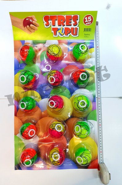 toptan oyuncak ipli stres topu 15 li    2493