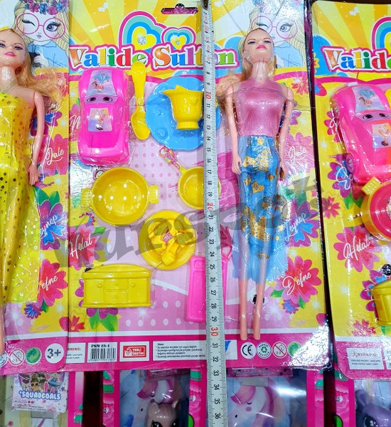 toptan oyuncak bebek merve arabalı set  1380