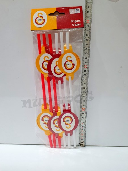 toptan doğum günü parti malzemeleri pipet 6 lı set orjinal lisanslı galatasarlı