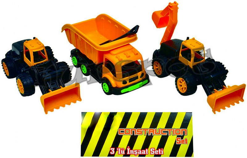 toptan oyuncak 3 lü iş makineleri seti her biri 25 cm    2569