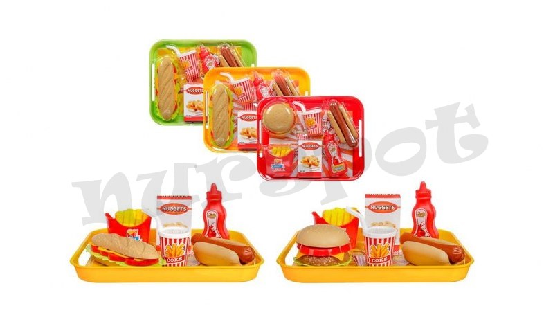toptan oyuncak hamburger seti tepsili  568 