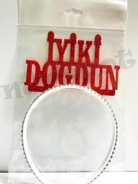 toptan süs iyiki doğdun taç kırmızı