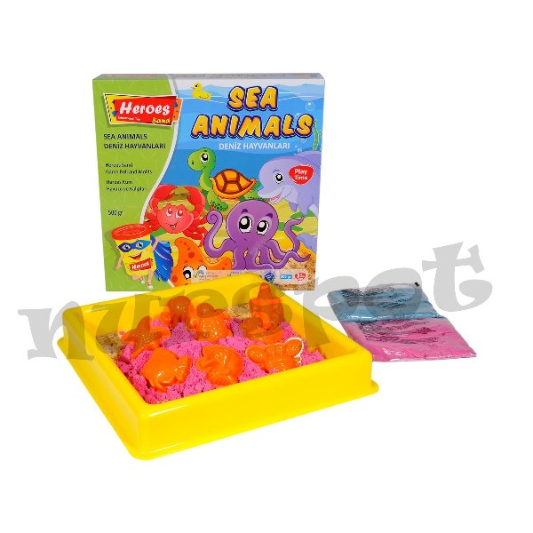 toptan kinetik kum havuzlu set deniz hayvanları 500 gr.   009