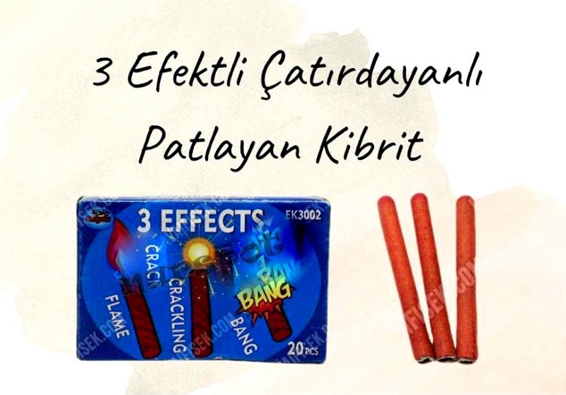 3 efektli çatırdayanlı patlayan kibrit 20 li paket  3002