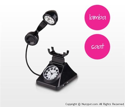Telefon Şeklinde Masa Işığı ve Alarmlı Saat