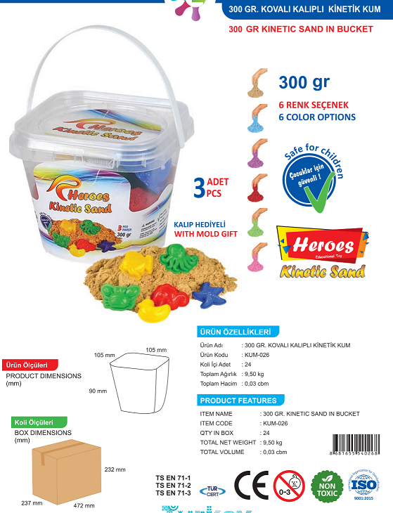 toptan kinetik kum ve kalıpları kovalı 300 gr. 026