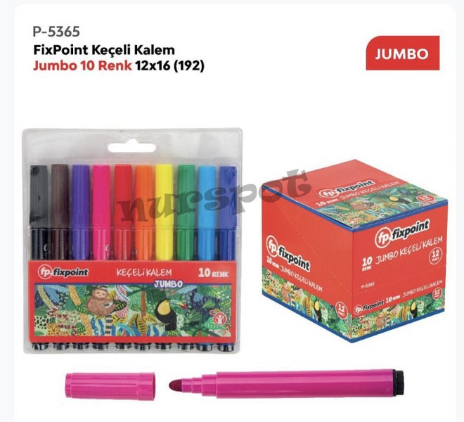 toptan kırtasiye keçeli kalem jumbo boy 10 lu 5365