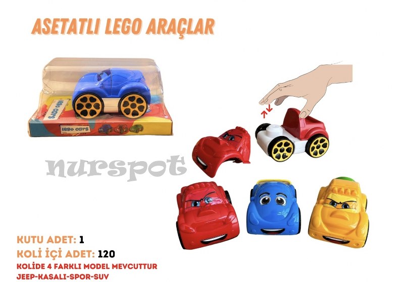 toptan oyuncak lego araçlar asetatlı kutuda  3011